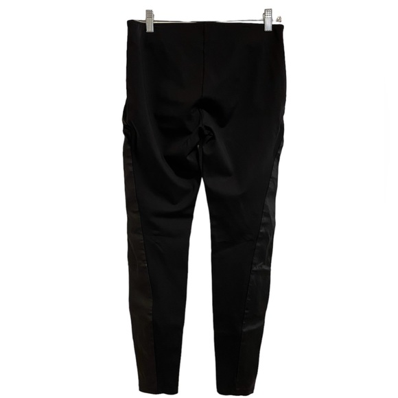 Theory Azray Techno Jersey Leather Side Panel Black Skinny Elastic Pants - Picture 2 of 11